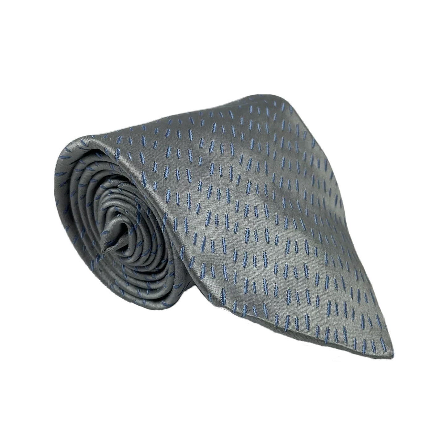 Charvet Pure Silk Gray Blue Patterned Mens Tie 375 Width Lnwot